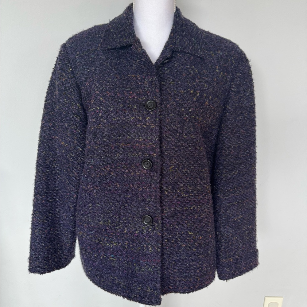 Vintage Sag Harbor Dark Purple Tweed Blazer | EUC | Soft | Size 16 | Lined